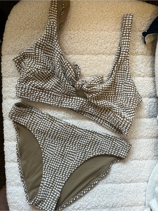 aerie Other - Aerie Olive Dot Tie-Front Bikini Set